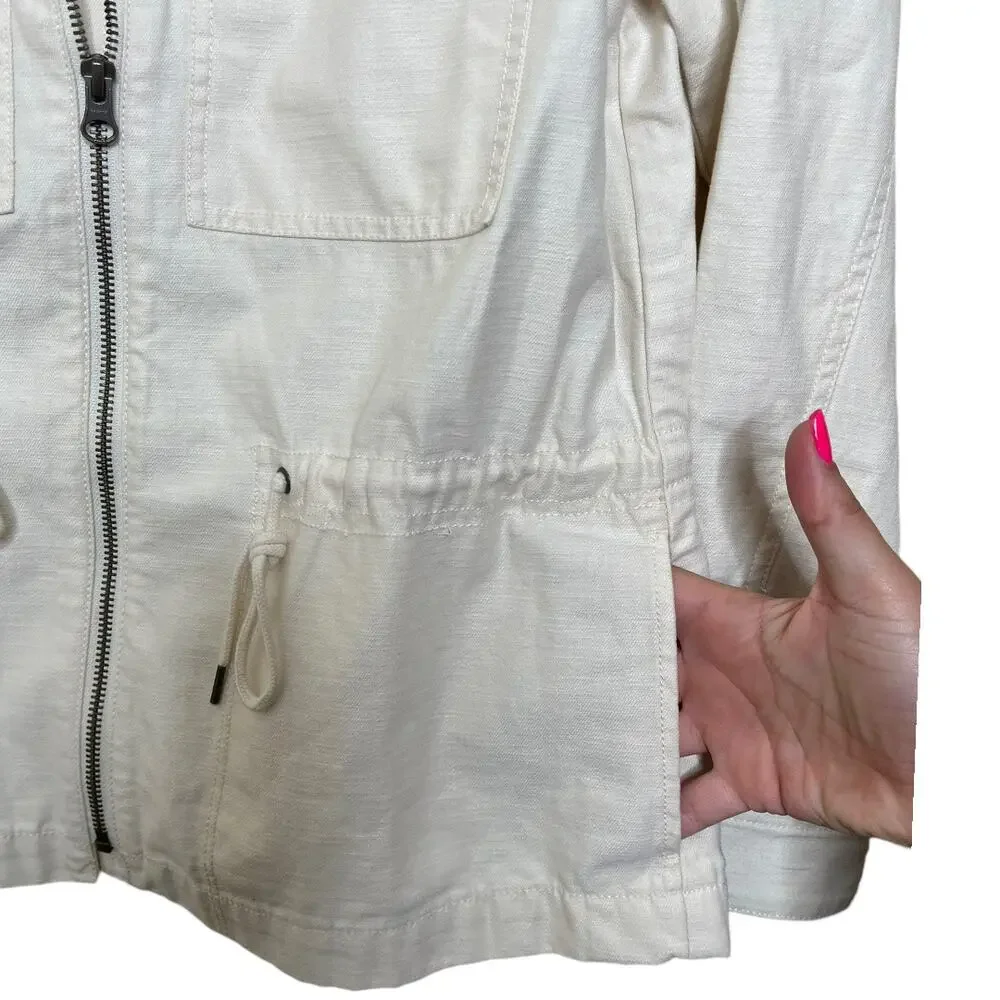 J.Crew Mercantile cream white denim utility jacket XS gently used